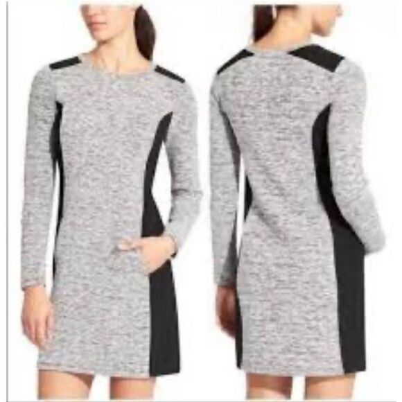 Athleta Color Block Cooldown Workout MIDI-Dress Black, Grey Women Size Small - Picture 1 of 11